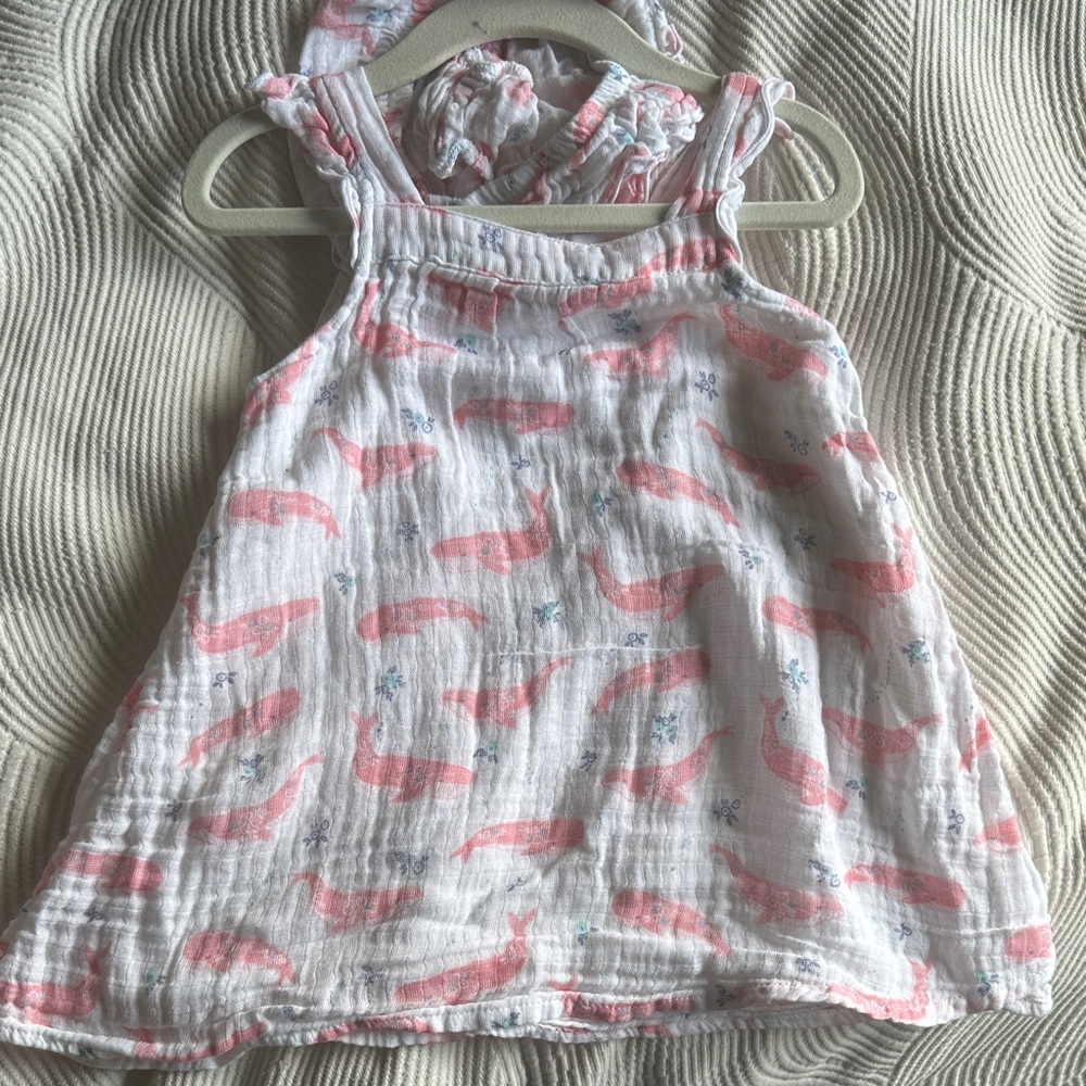Angel Dear Pink and White Whale Dress